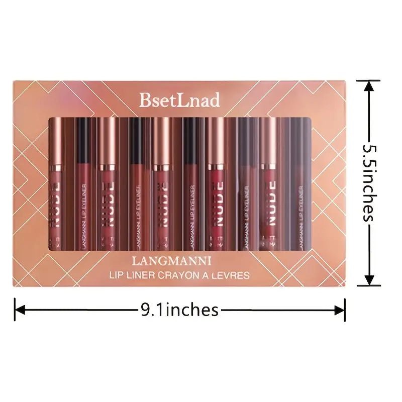 12 Matte Velvet Nude Liquid Lipstick + Lip Liner Set Lip Gloss - Koxer Trader